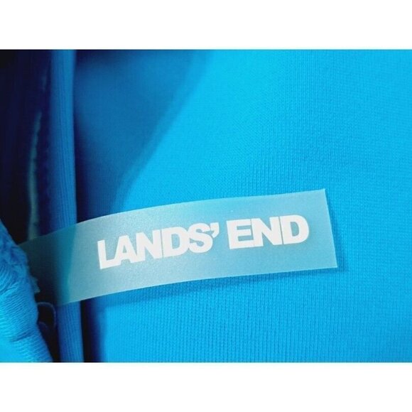 Lands' End Woman's 12 Turquoise Square Neck Fully Lined Classic Tank Swim Suit - Picture 2 of 9